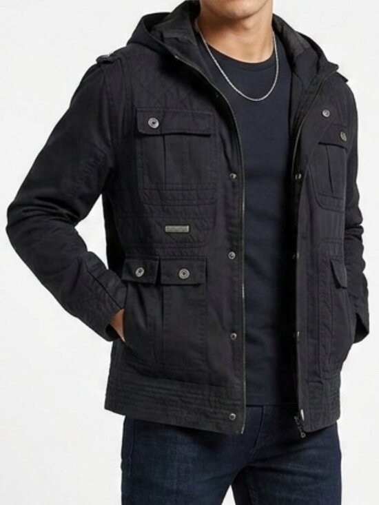 Sean John Other - SEAN JOHN Quilted Hooded Field Jacket Black Large